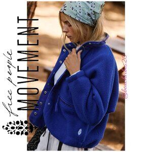 FP MOVEMENT BY FREE PEOPLE Hit The Slopes Fleece Jacket Sapphire Large NWOT